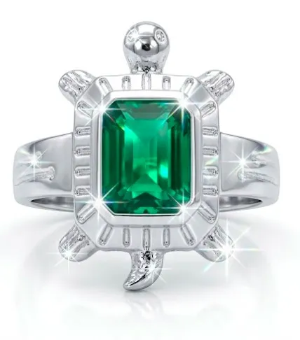 [PSS-R-1307] Emerald Green Stone Ring in 92.5 Sterling Silver – Elegant Designer Silver Ring