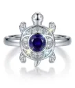 Om Turtle Ring in 925 Sterling Silver with Blue Sapphire Stone – Spiritual Designer Silver Ring