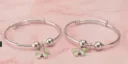 925 Silver Kids Adjustable Bangle with Floral Charm