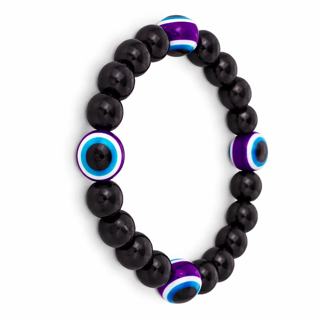 [BR-KA-1003] Karungali (Karugalli) Black Bead Bracelet with Evil Eye – Spiritual Protection Bracelet for Men & Women