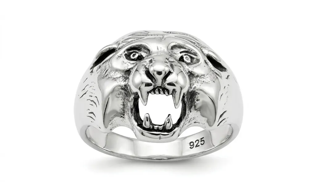 [PSS-R-1316] 925 Sterling Silver Tiger Head Statement Ring