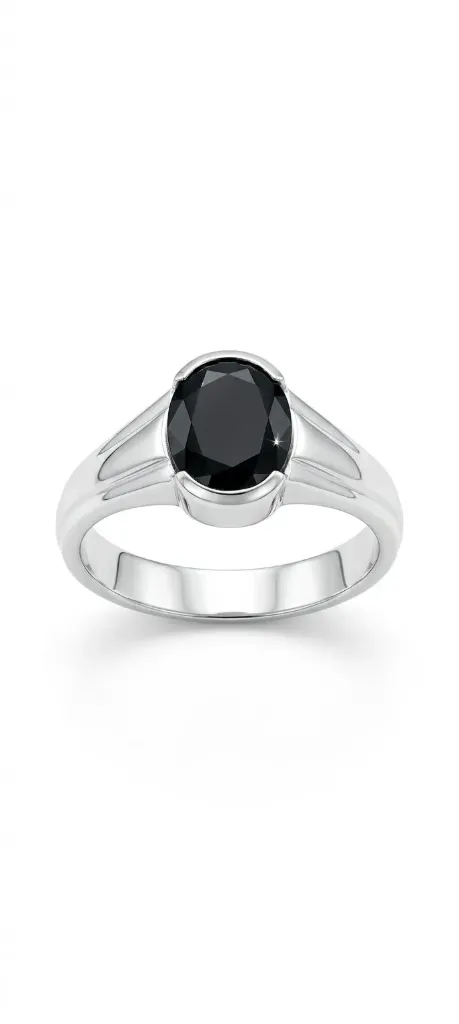 [PSS-R-1317] Oval Black Onyx Sterling Silver Solitaire Ring