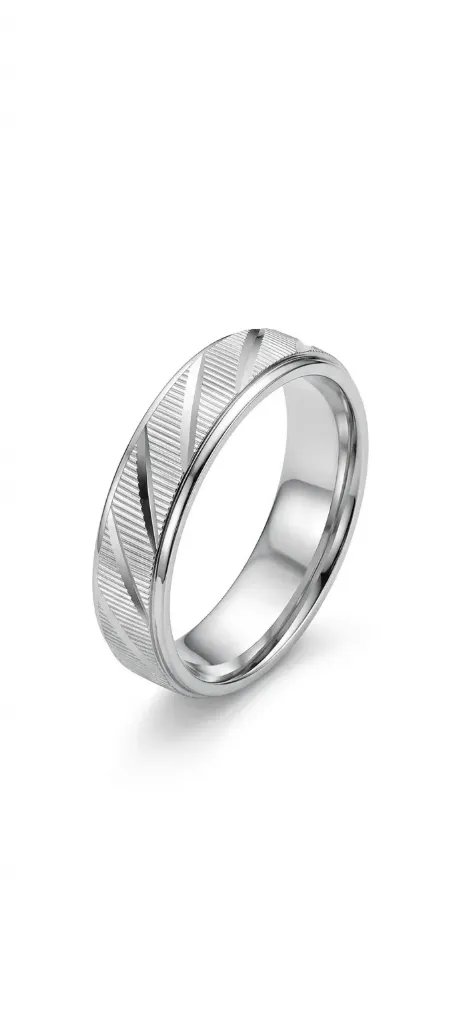[PSS-R-1319] Sterling Silver Textured Diagonal Stripe Band