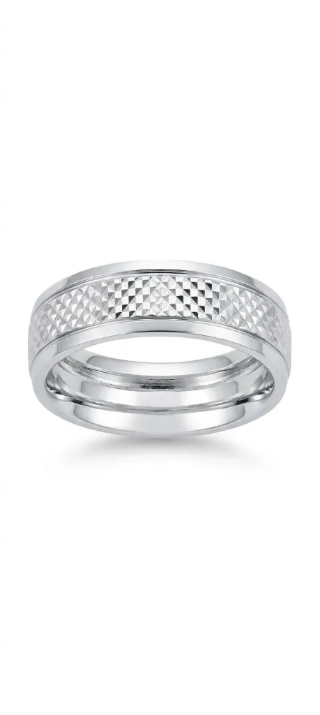 [PSS-R-1322] Sterling Silver Diamond-Cut Geometric Band