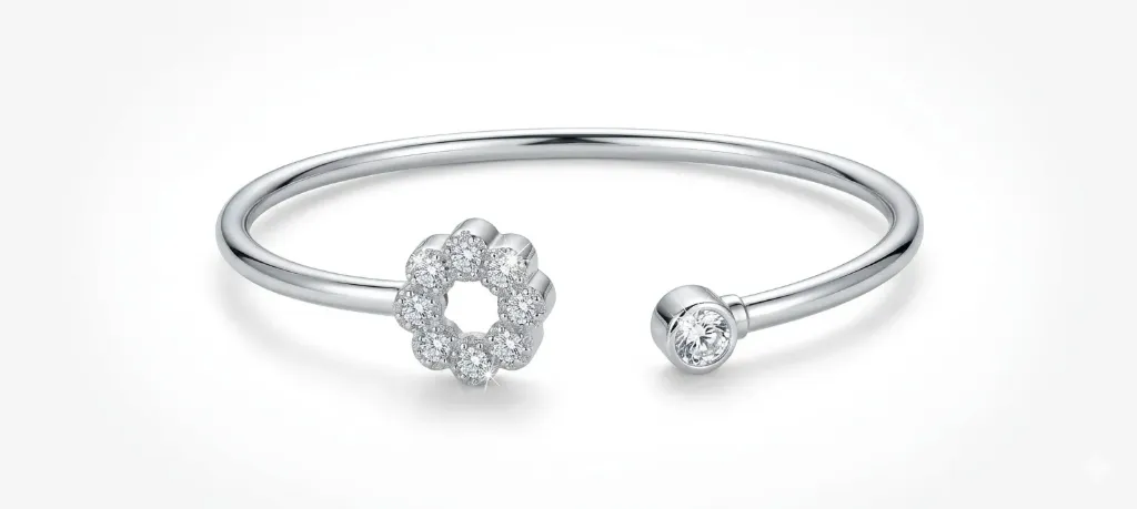 [PSS-MI-SL-1110] 925 Silver Triple-Stone Leaf Bypass Minji Ring