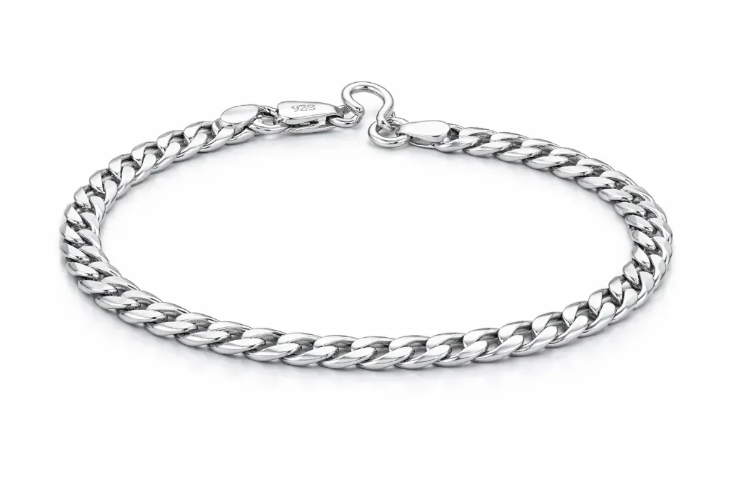 [PSS-AN-SL-903] 925 Sterling Silver Curb Chain Anklet