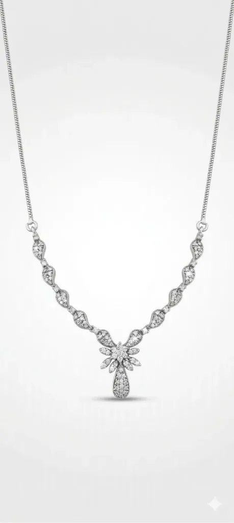 [PSS-NK-700] 925 Sterling Silver Floral Teardrop Necklace