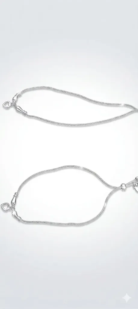 [PSS-AN-SL-906] 925 Sterling Silver Heart Foxtail Anklet