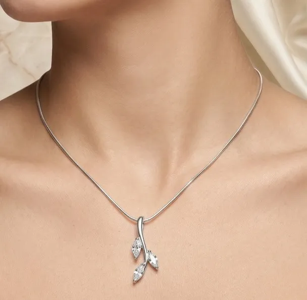 [PSS-NK-704] 925 Silver Leaf Design Necklace