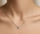 Two-Tone CZ Circle 925 Silver Necklace