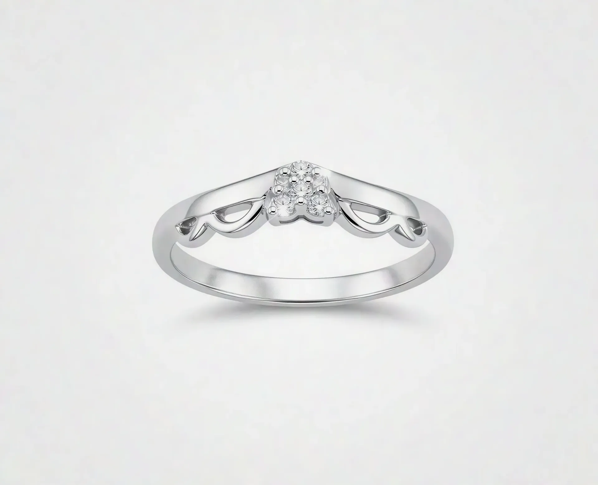 [PSS-R-1327] 925 Sterling Silver Angel Wing Chevron Ring