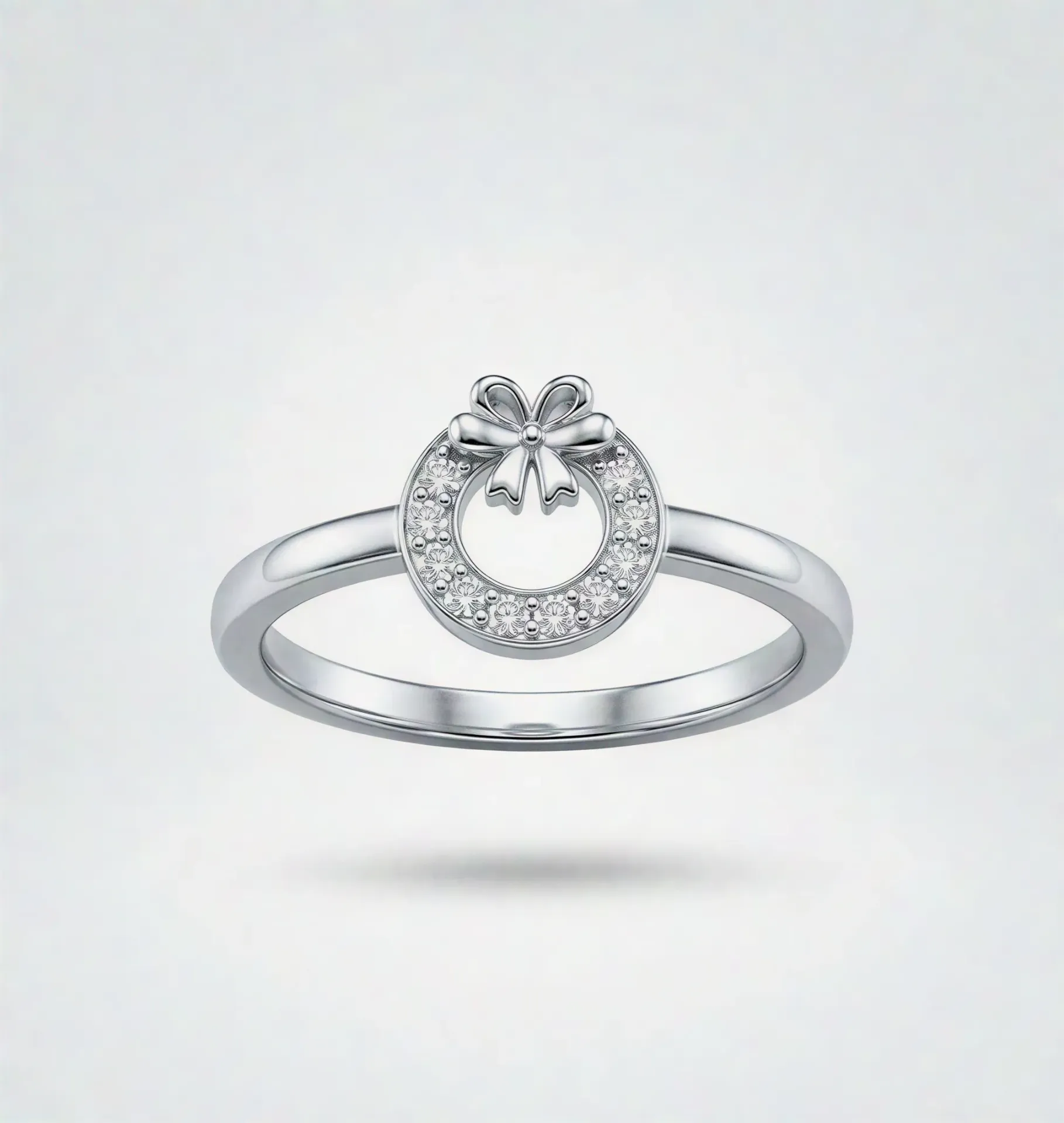 [PSS-R-1328] 925 Sterling Silver Sparkling Bow Wreath Ring