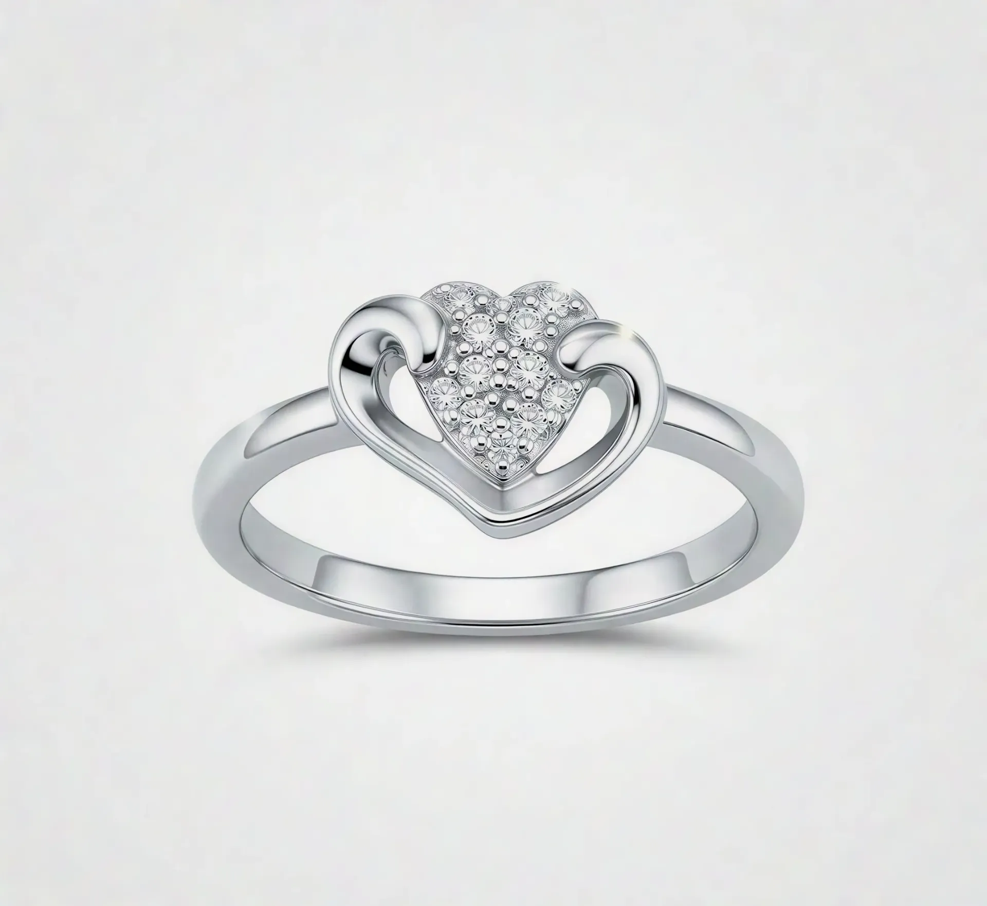 [PSS-R-1329] 925 Sterling Silver Heart Silhouette Ring