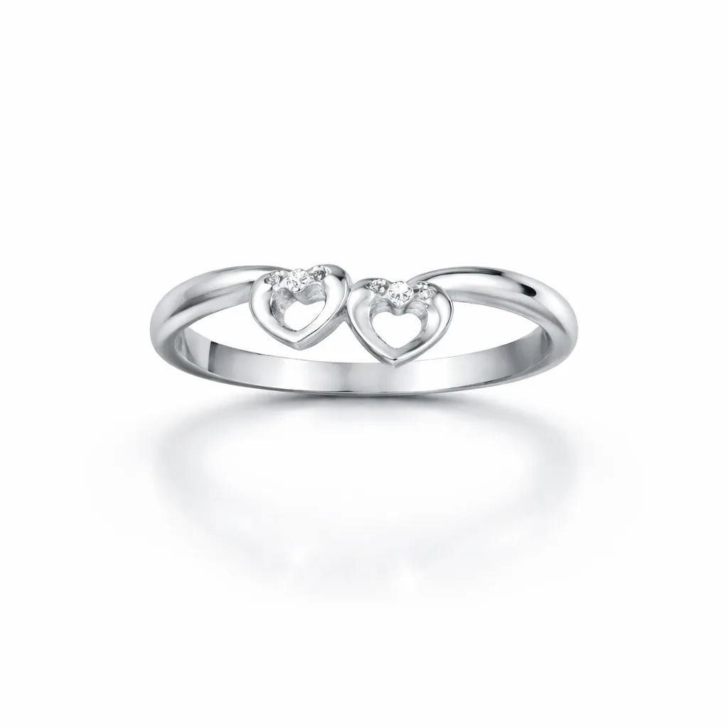 [PSS-R-1333] 925 Sterling Silver Double Heart Ring