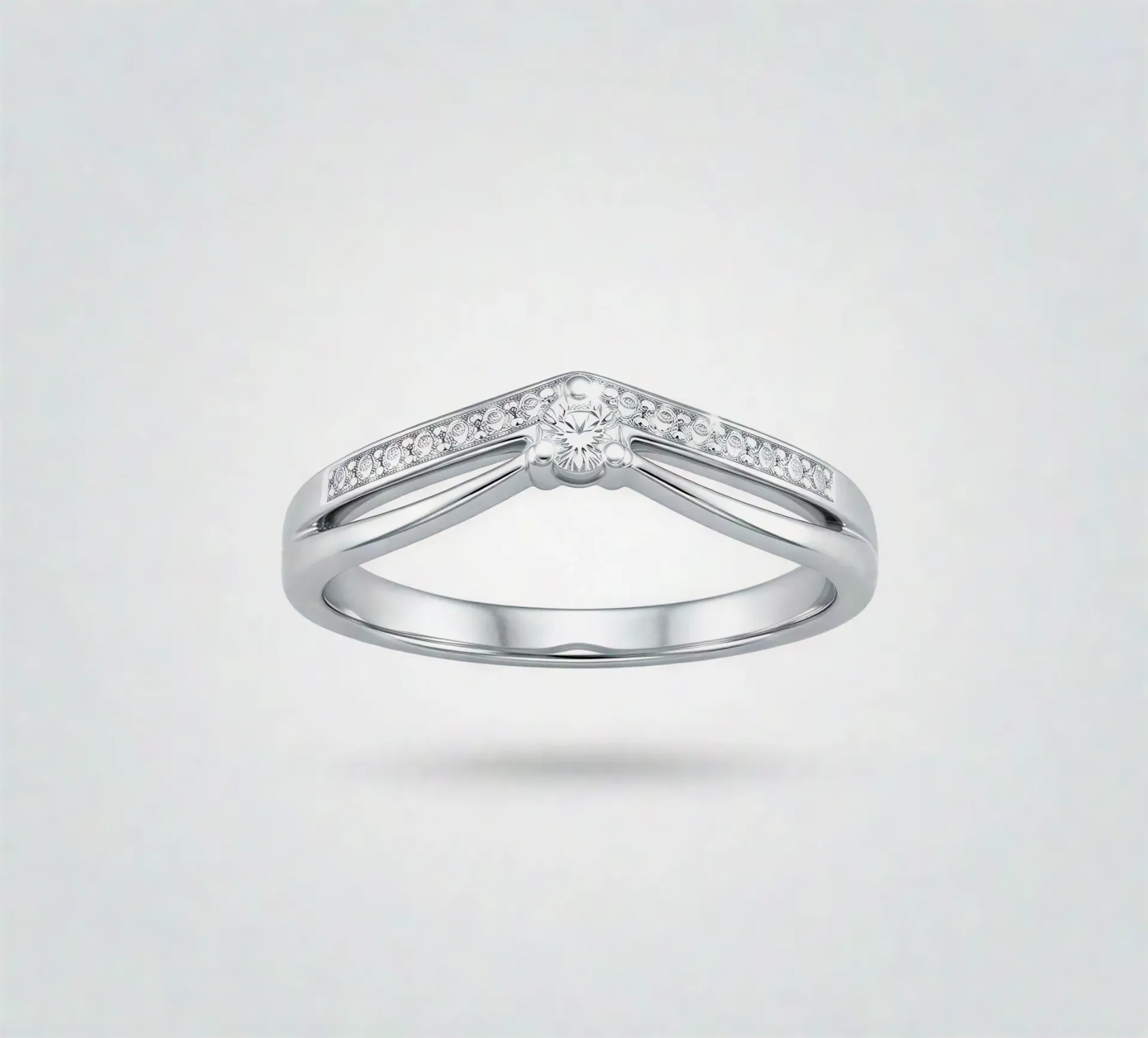 [PSS-R-1340] Elegant 925 Sterling Silver V-Shape Minimalist Ring
