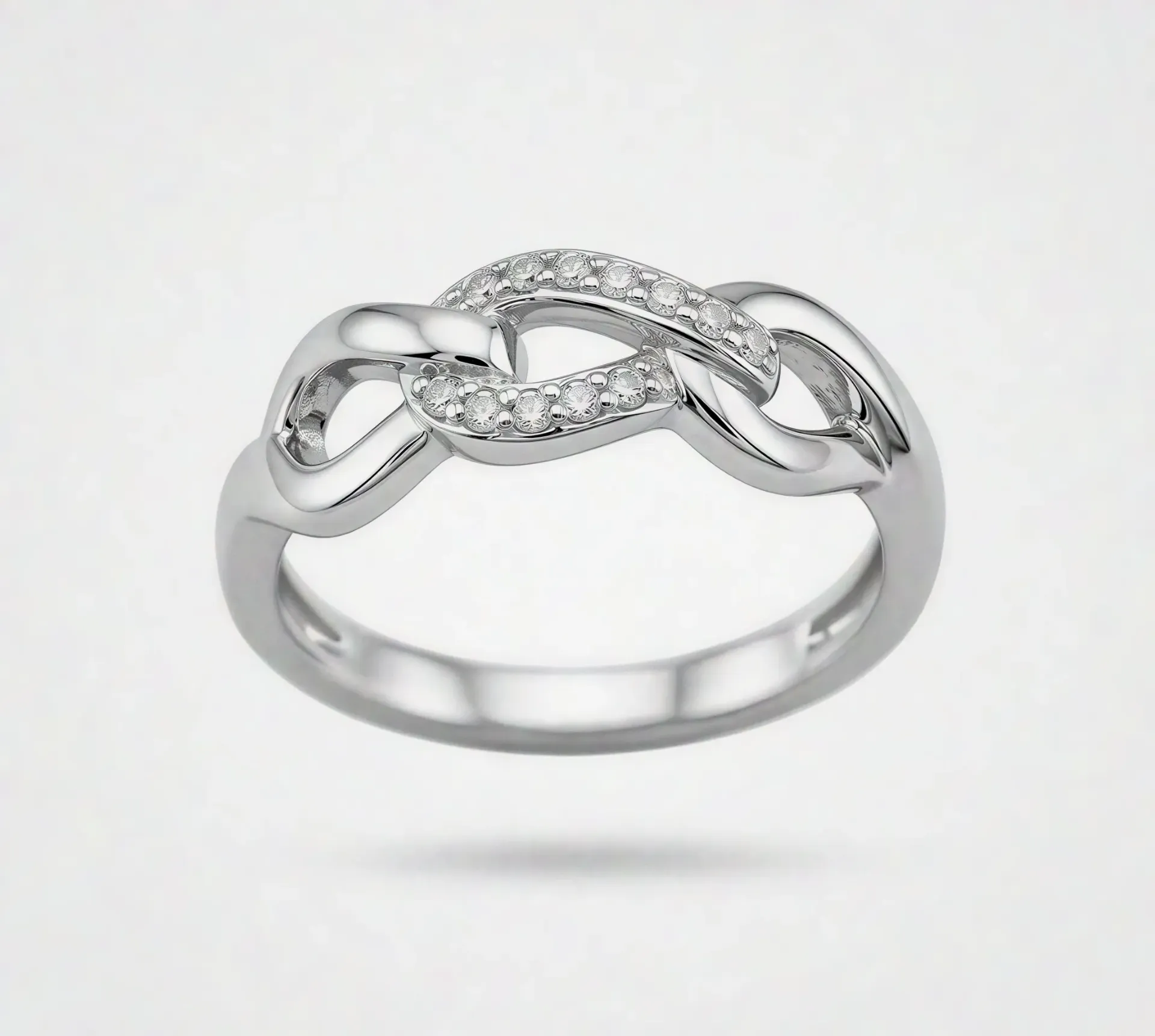 [PSS-R-1342] 925 Sterling Silver Infinity Knot Zircon Ring