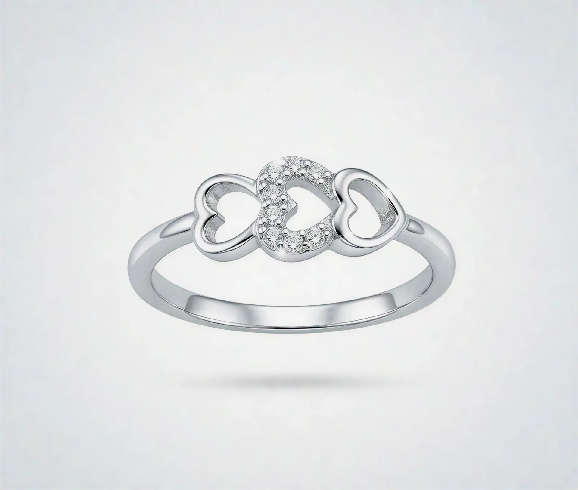 [PSS-R-1346] 925 Silver Triple Heart Ring