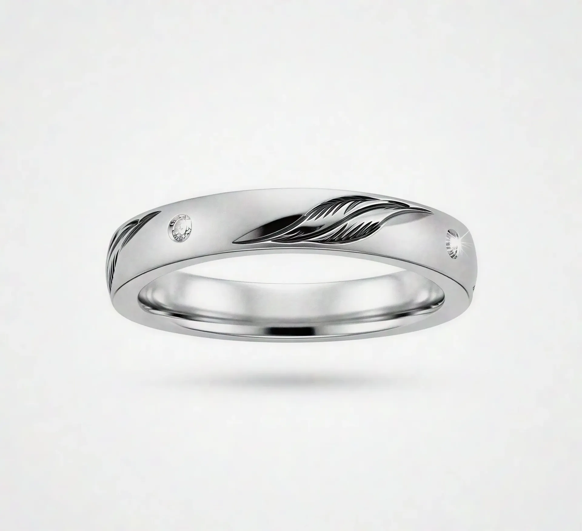 [PSS-R-1350] Etched Nature Band in 925 Sterling Silver