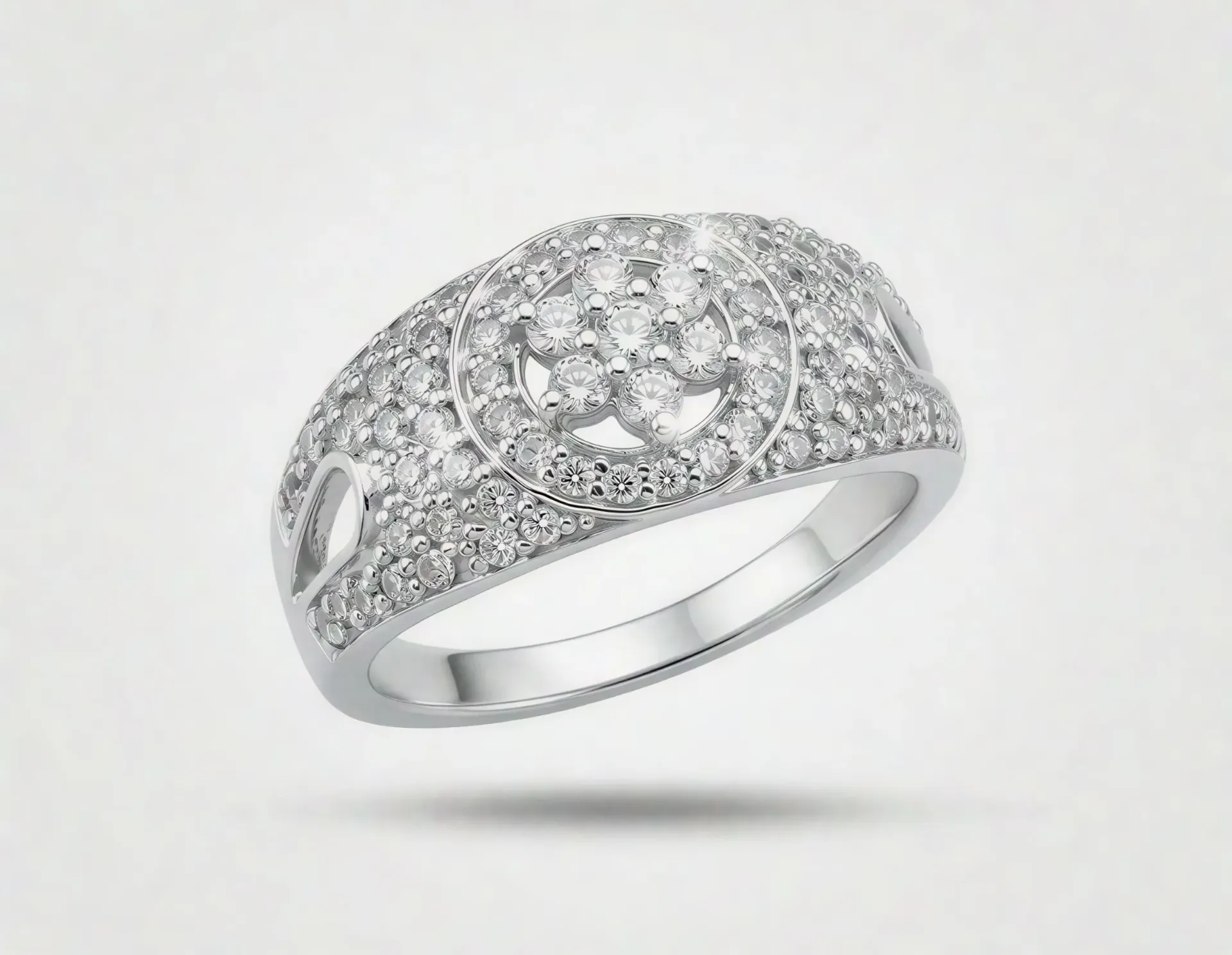 [PSS-R-1355] The Starlight Halo Pave Statement Ring