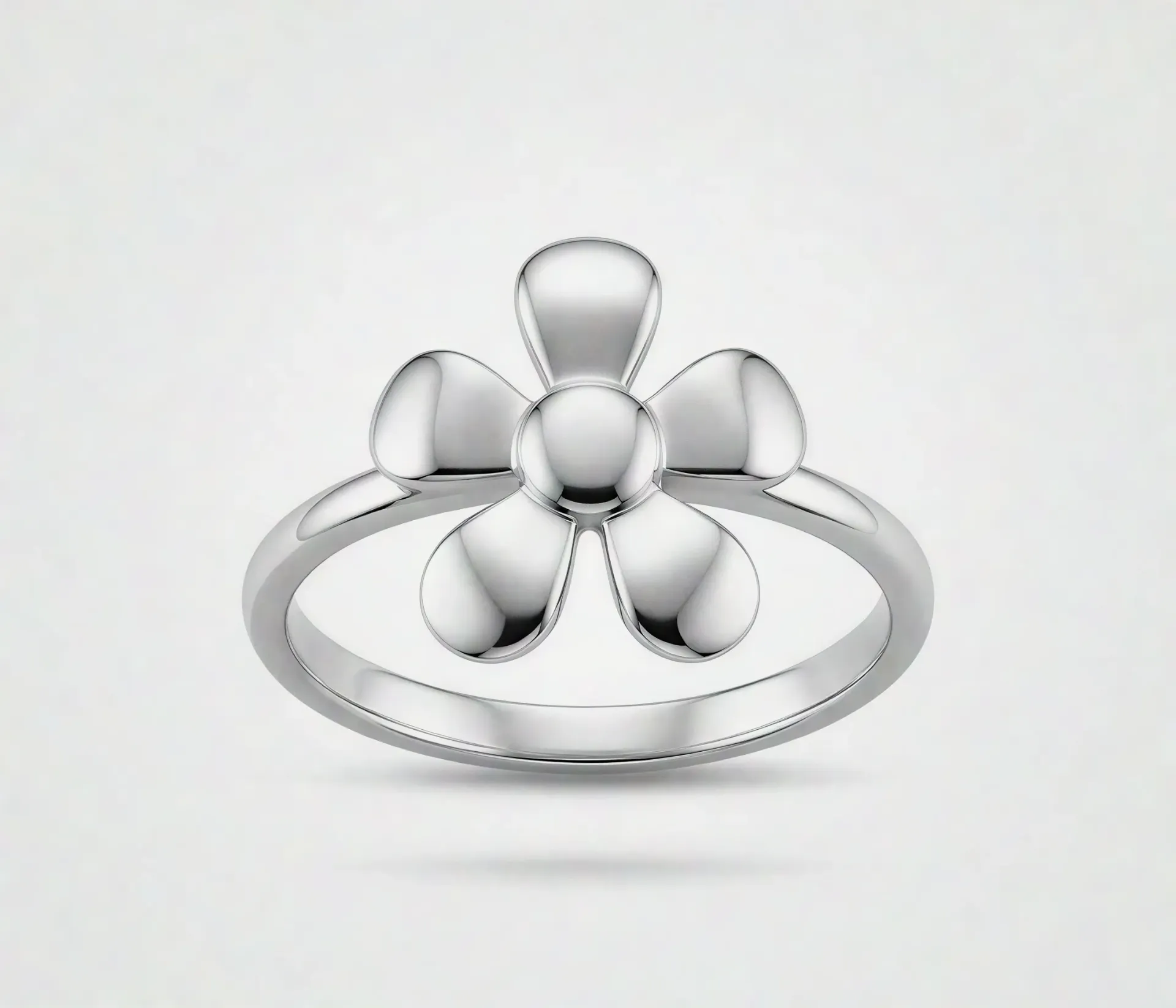 [PSS-R-1371] 925 Sterling Silver Minimal Flower Design Ring for Women