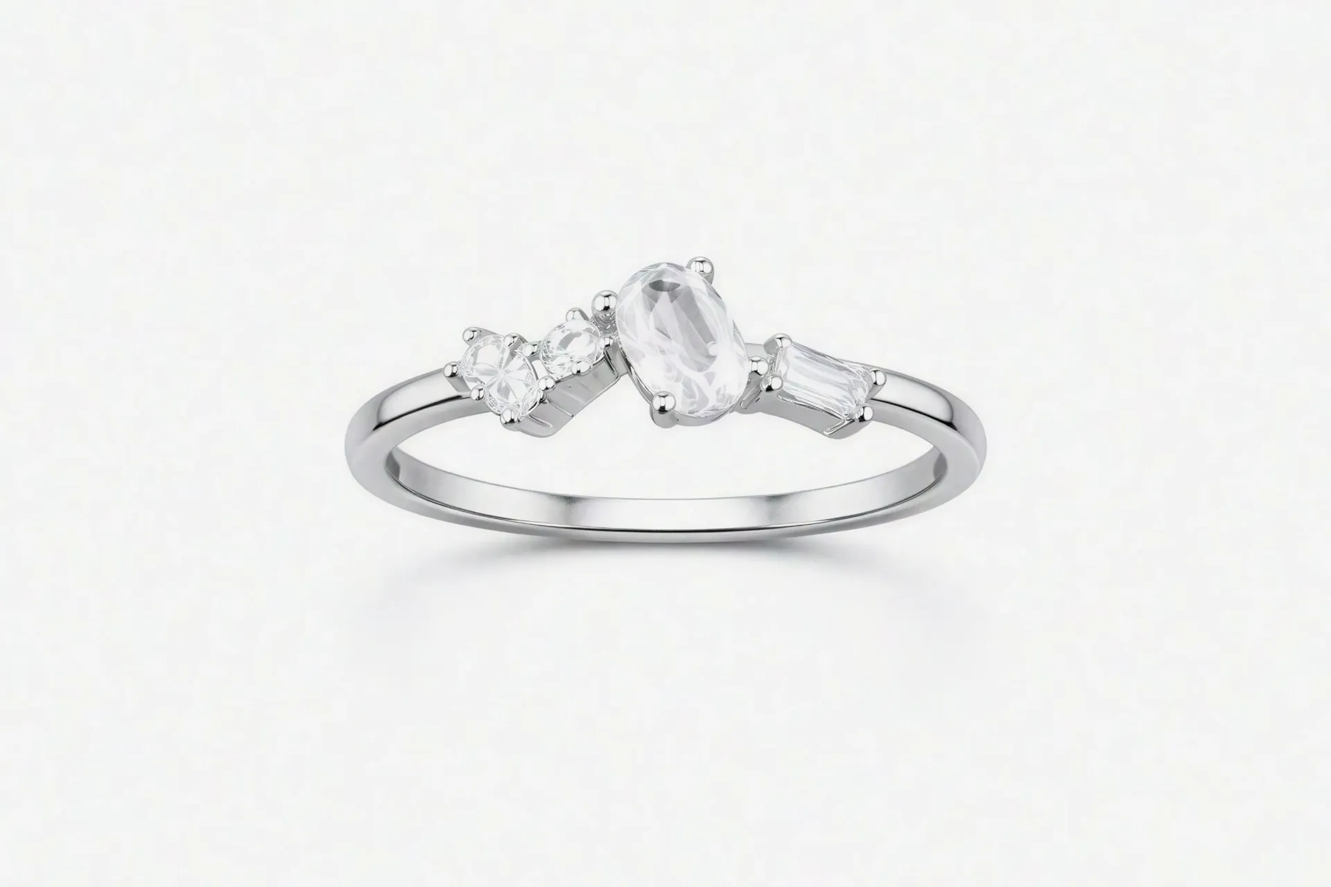 [PSS-R-1374] 925 Sterling Silver Multi-Stone Zircon Ring for Women