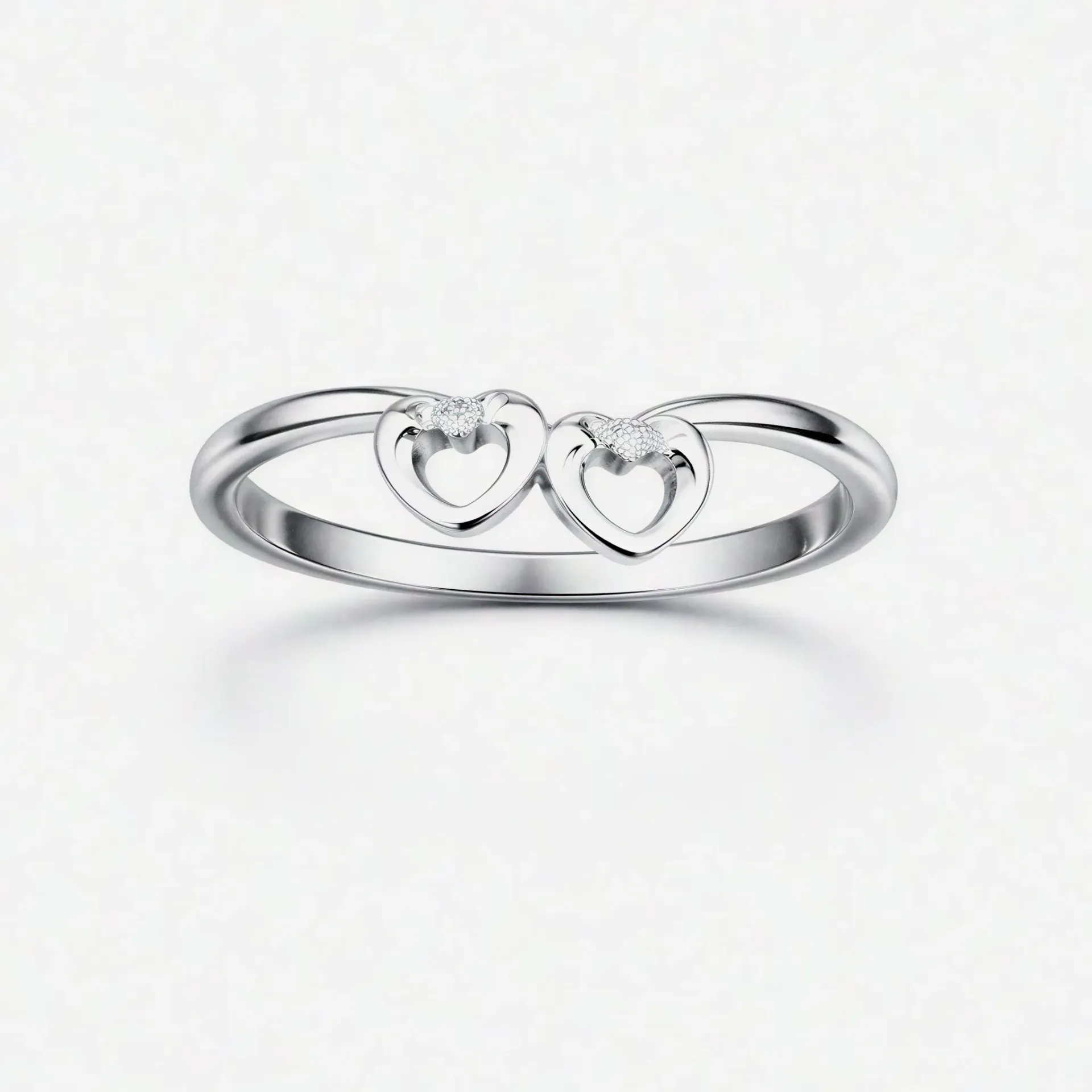[PSS-R-1375] 925 Sterling Silver Double Heart Ring.