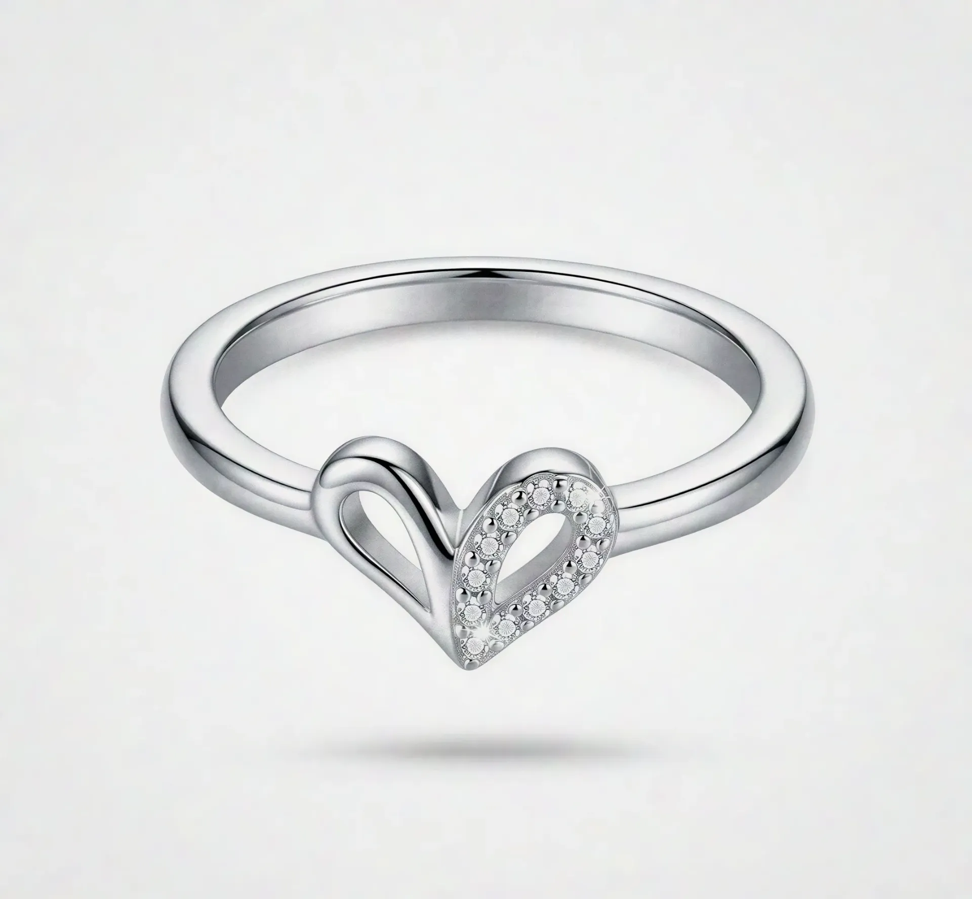 925 Sterling Silver Asymmetrical Heart Ring