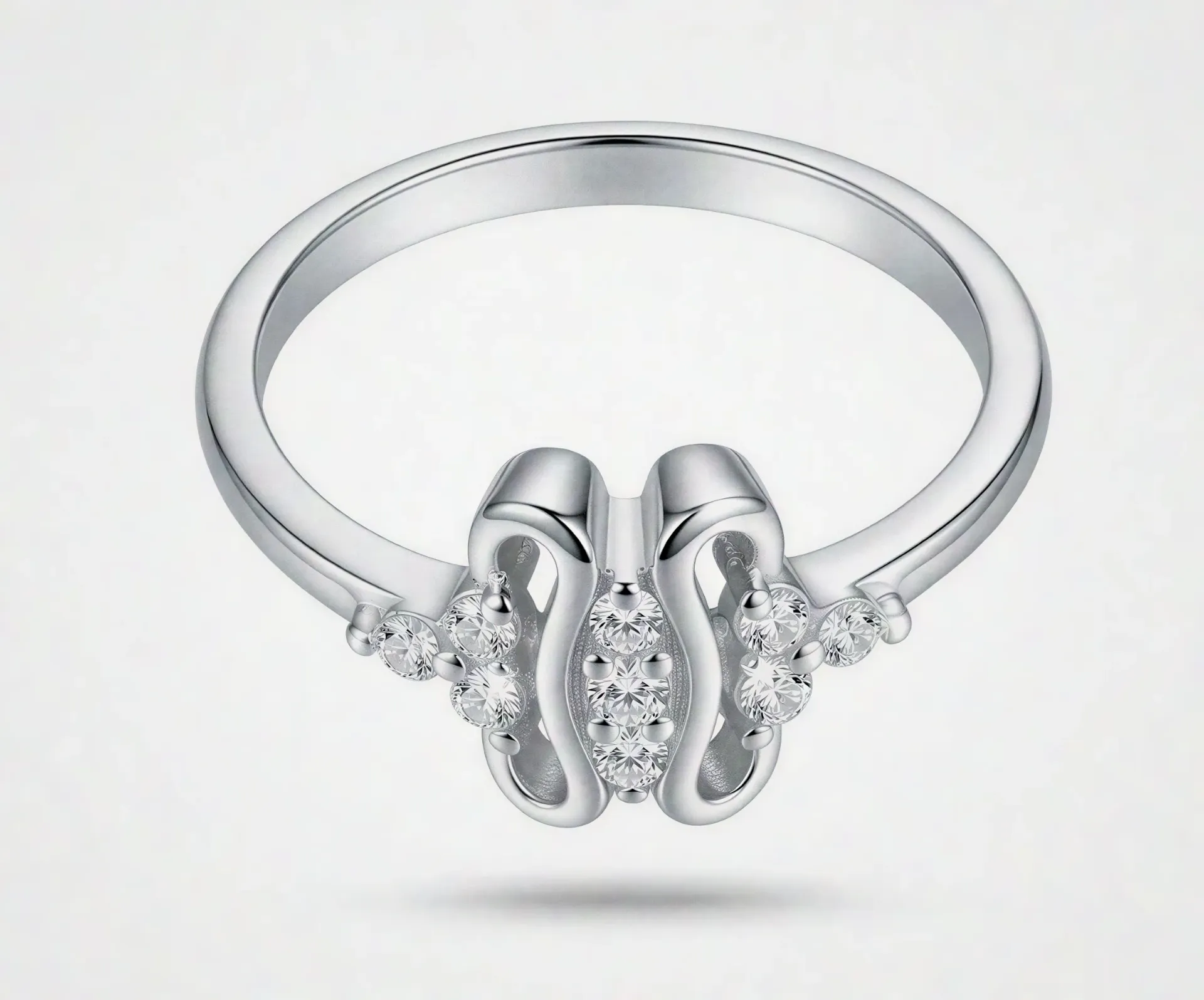 925 Sterling Silver Art Deco Scroll Ring
