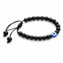 Black Bead Evil Eye Bracelet (Adjustable)