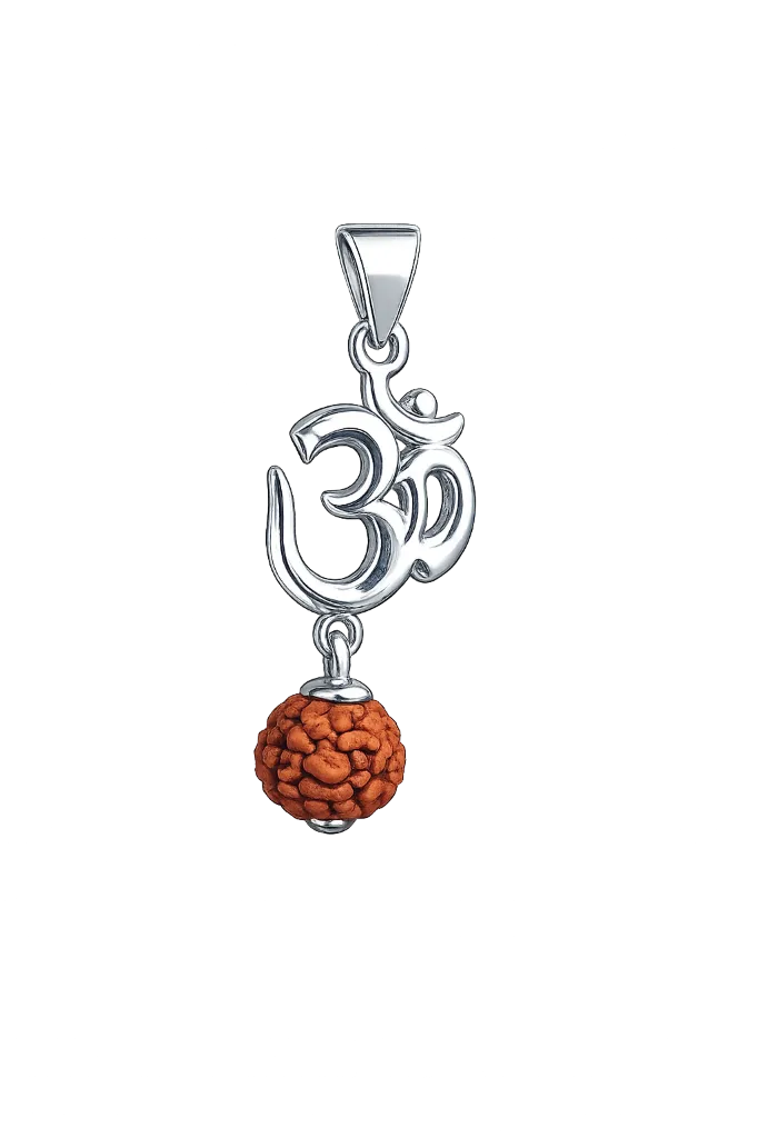 [PSS-PND-RU-1201] Om Pendant with Rudraksha – Divine Protection & Blessings