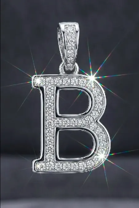 [PSS-PND-1212] 'B' Alphabet Letter Silver Pendant