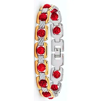 [BR-RU-1002] Two-Tone Link Bracelet with Authentic Rudraksha Beads
